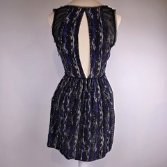 Anthropologie Silence + Noise Silk Dress 2 Black Iris Blue Keyhole Open Back