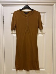 French Connection Earth Clay Solid Meadow Jersey Button Front Dress