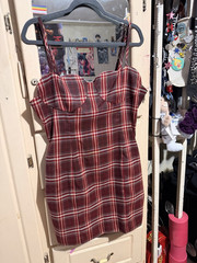 Forever 21 XL Red heart Plaid Bodycon Mini Dress