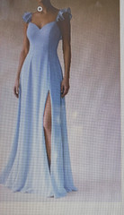 NWT-B Levkoff 7152 Chiffon Cap Sleeves Dress Back Panels Slit -Sz 12 MSRP $179