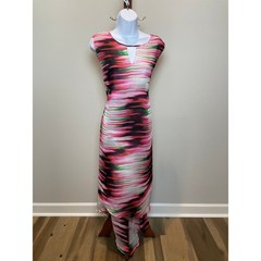 Moda Mix Brandon Thomas Size 20W Multi‑Color Chiffon Maxi Dress NWT High‑Low Hem