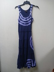 Solitaire Los Angeles Summer Dress Tie Dye Sleeveless Long 100% Cotton Sz XL