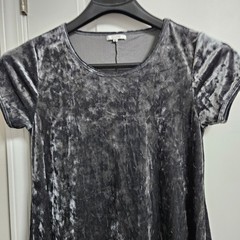 Z Supply Crushed Velvet Mini Shift Dress Womens M Gray Short Sleeve Soft Gothic