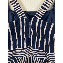 Eva Mendes New York Company Navy Pink Stripe Fit Flare Dress Size 10