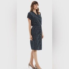 MM. Lafleur alpine green tan jasmine short sleeve knee length dress size 2 b64