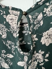 Knox Rose Green Tan Floral Boho Babydoll Tiered Dress Womens Sz L New