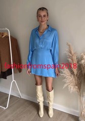 ZARA NEW WOMAN SHORT SATIN MINI DRESS BLUE XS-XL 2298/073