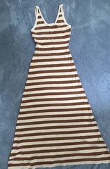 Maxi Dress Active Basic Brown Stripe Sweater Dress Size L (1080)