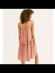 Free People Dusty Rose Ruffle Tiered Spaghetti Strap Dress