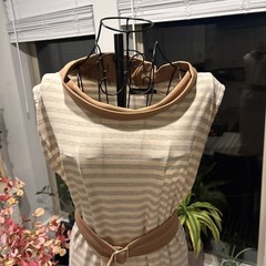 Iconic Dresses,l Marilyn Monroe, Large Pink And Gray Brown Dress With Belt