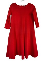 Lisa Perry Red Swing A Line Midi Dress 100% Wool Elegant Size 6 Classic Modern