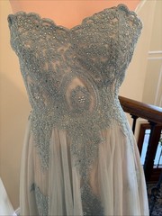 TLC Say Yes To The Prom 5 Blue Silver Rhinestone Bling Strapless Lace Up Dress