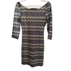 As U Wish Chevron Zigzag Open Back Dress 3/4 Sleeve Size Medium ECU