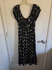 Collectif London Black/Green Cactus Graphic Scoop Neck Short Sleeve Midi 2XL