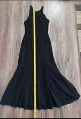 Cassandra Stone Fully Beaded Natural Silk Dress Sheer with Lining Black and Gold