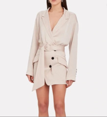 Authentic NWT Marissa Webb Women&rsquo;s Cyrus Pink Satin Blazer Suit Dress Size XS