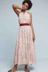 Anthropologie Samarkand Maxi Wrap Halter Embroidered Dress by Lika M/L $168.00