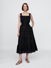 Gap X DOEN Eyelet Black Midi Dress NWT Size Small