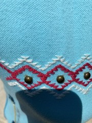 Double D Ranch Western Embroidered, Beaded, Studded, Turquoise Blue Polo Dress S
