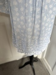Mint Velvet Ladies Light Blue White Broderie Tassell Trim Summer Dress UK 16