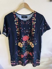 MINK PINK Wisdom Tee Short Sleeve Shift Dress black floral Size M Bohemian Boho