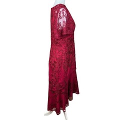 JJ&rsquo;s House Cocktail Dress Medium Trumpet Mermaid V-Neck Asymmetrical Garnet Lace