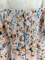 Mi Ami Floral Spaghetti Strap Linen Mini Sun Dress Cream Multicolor M Medium