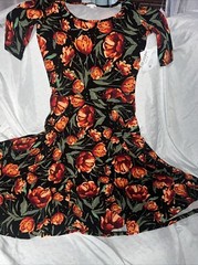Lularoe Nicole Dress Black Red Coral Blush Roses 🌹 Medium 10/12 8/10 New Rare