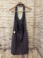 Black Halo Dress Womens 8 Halter Chain Link Fringe Deep Purple Zip Open Back