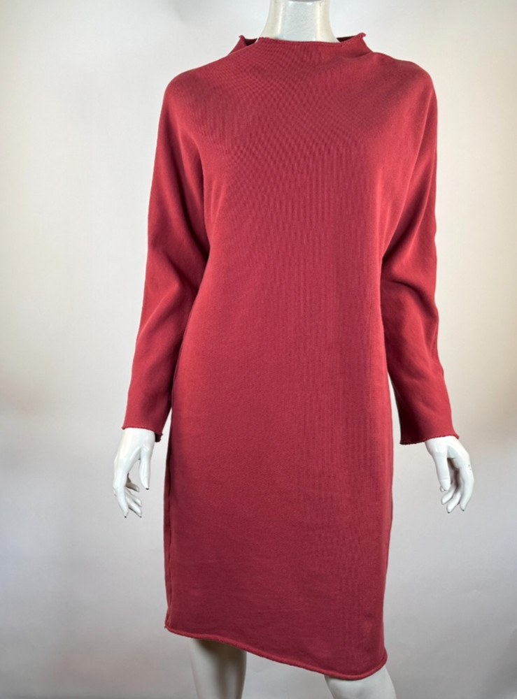 Frank & Eileen Izzie Cranberry Triple Fleece Dress Women L EUC LongSleeve Cotton