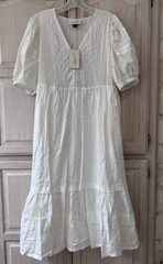 NWT Universal Thread White Tiered V-Neck Midi/Maxi Dress Lined Size Small