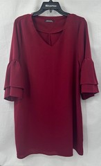 Onsoyours Women Size 8/10 Maroon V-Neck Dress Flare Sleeves New Without Tag NWOT