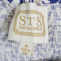 Sail To Sable Cotton Smocked Bodice Tiered Pullover Blue White Floral Maxi Dress