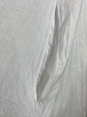 Match Point Small White Linen Elastic Hem Sleeveless Dress Layered Back Pockets