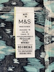 M&S Ladies Maxi Smock Dress Size 16 Cotton Pockets Tie Belt Tiered Long Sleeve