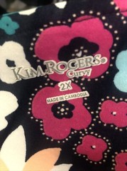 Kim Rogers curvy 2X Floral dress double short sleeve made in Cambodia Pre-owned.