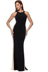Xscape Black Nude Silver Crystal Beaded Sleeveless Dress Gown Size 12 $299