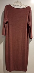 Chico&rsquo;s Brown Solid Knit Midi Shift Dress Boat Neck 3/4 Sleeve Pullover Sz 2
