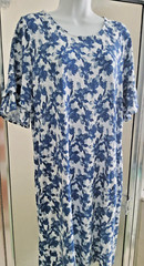 CHICO&rsquo;S RUFFLE ELBOW SLEEVE DRESS-SIZE 1/MEDIUM-BLUE/WHITE-SIDE POCKETS-**NEW**