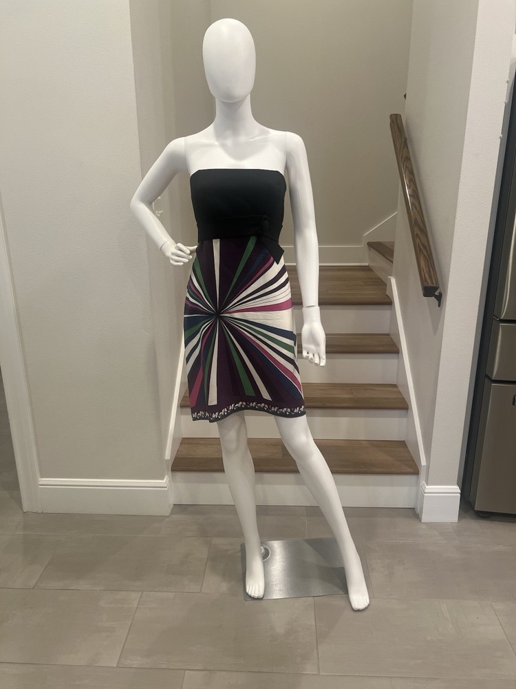 Strapless Multi Color Starburst Print Dress Size 42