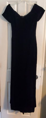VTG Size 8 Jessica McClintock Formal Prom Dress Black Velvet Bow & Gold Glitter