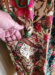 Vintage Kaftan Batik By Rommel Size XL Pink Green Tan Cream Floral