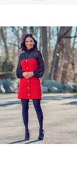 ZARA FW24 COMBINATION STRUCTURED MINI DRESS M Red/Black 8982/155 NWT Christmas