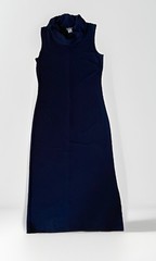 Sigrid Olsen Maxi Dress Women&rsquo;s Small Navy Blue Cowl Neck Side Slit Stretch