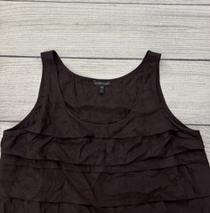 EILEEN FISHER 100% SILK Womens Sz Small Brown Tiered Ruffle Sleeveless Dress EXC