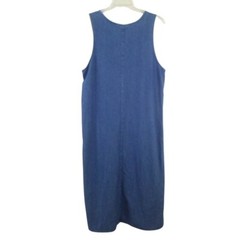 Vintage Casey & Max Blue Embroidered Denim Maxi Jumper Dress sz Large