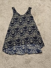 Painted Threads Womens Tunic Dress Size Small Blue Beige Print Lightweight Flowy