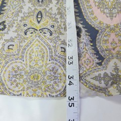 Philosophy Shift Dress Womens Medium Grey Yellow Paisley Split Neck Cap Sleeve