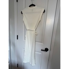 Alya Ribbed Knit Midi Dress Sleeveless Cream Casual w/ Belt Size M