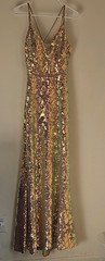TLC Say Yes to the Prom size 11/12 Blush Gold Sequin V-Neck Strappy Sleeve dress